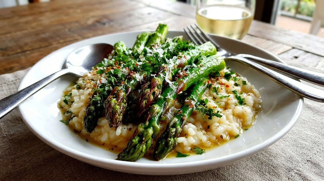 Vårig sparrisotto | Krämig och fräsch vårmiddag - traditionellt Italiensk Våriga middagar recept, perfekt till vardagsmiddag